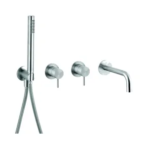 Смеситель для ванны/душа CISAL встраиваемый, двухзахватный, на 4 отв., нерж.сталь XI001101D1