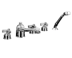 Смеситель на борт ванны Devon&Devon TRB550CR на 5 отверстий с переключателем, душем,хром