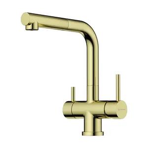 Смеситель для мойки Omoikiri S-LG светлое золото, вытяжной шланг, канал фильтр.воды 4994476