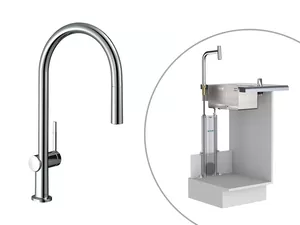 Смеситель Hansgrohe для кухни 210 вытяжной душ, поворотный излив 1jet хром 72802000