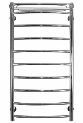 Полотенцесушитель Флагман "Лесенка" изогнутая с полкой 300х500 нерж.сталь, диаг./нижн.подкл. D-1/2"