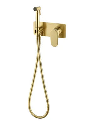 Смеситель Boheme 457-MG с гигиеническим душем, встраив, однозахв, с держателем, золото мат