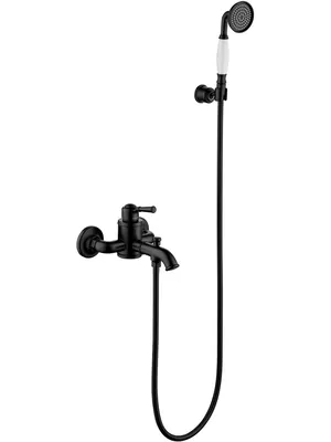 Смеситель для ванны/душа Aquatek AQ1549MB настенный, с душевым гарнитуром, черный матовый