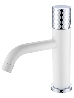 Смеситель Boheme 121-WCR для раковины, на 1 отверстие, однозахват, ручка diamond, белый+хром