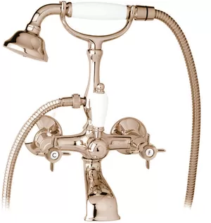 Смеситель CEZARES -VD-02-Bi для ванны, двухзахватный, ручной душ, бронза/ручки белые