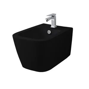 Биде подвесное ArtCeram А16 (525х360х290) с переливлом, черный матовый ASB0011700