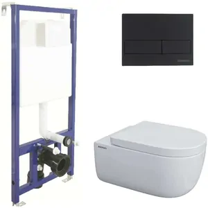 BERGES комплект инсталляции с клавишей смыва L5 SoftTouch черной, унитаз EGO XL 54 см, 4в1 043234