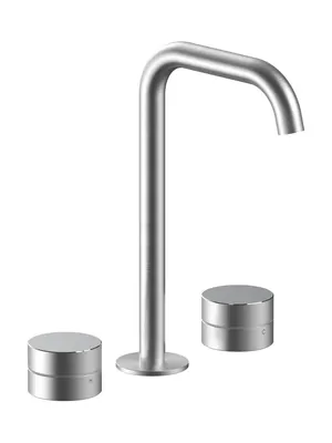 Смеситель для раковины Fantini двухзахватный, на 3 отв., мат. натуральная сталь 4093L607W