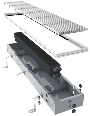 Конвектор внутрипольный JAGA JR (3700х340х90) алюминиевая решетка SNA