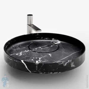 Раковина Falper WN3 NM 560х140 накладная, без перелива и отверстий, мрамор Nero Marquinia