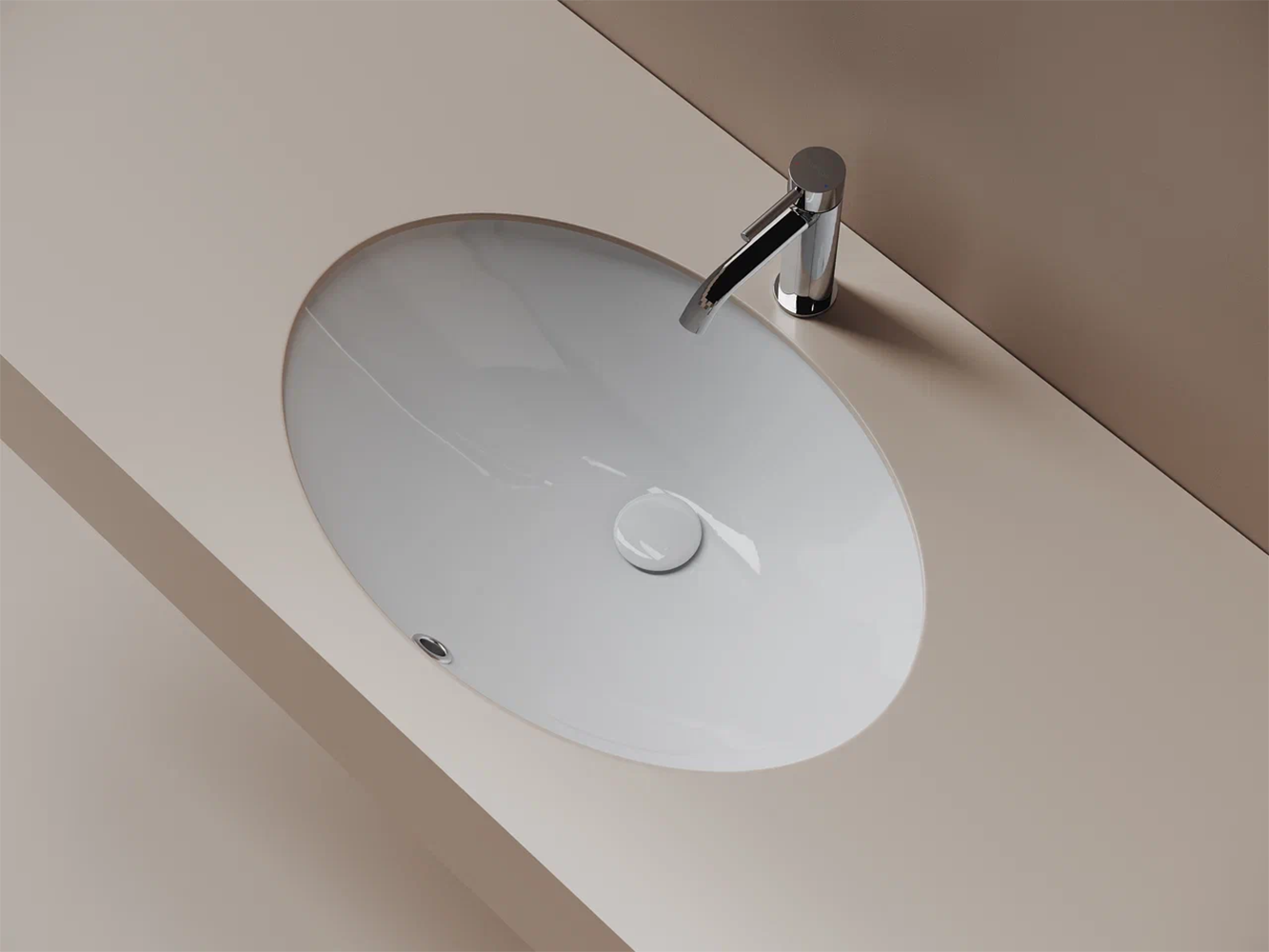 Раковина встраиваемая снизу CERAMICANOVA Era, овальной формы, 615x435x220 мм, с крепежом и шаблоном для установки, цвет белый, арт. CN6081