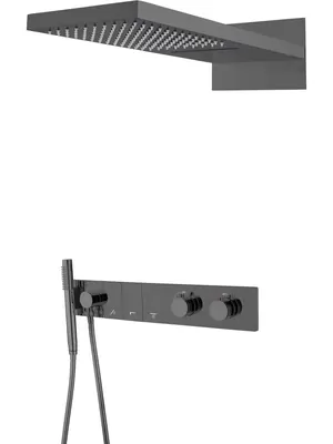 Душевая система Boheme 133-SGM встраиваемая, термостат, верх./ручной душ, графит глянцевый