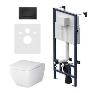 Комплект инсталляции AM.PM клавиша S черн. мат+ унитаз Gem с сиденьем IS100238.901701