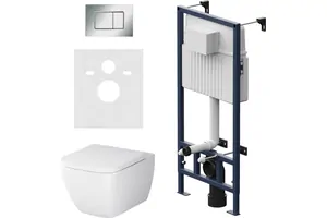 Комплект инсталляции AM.PM клавиша S хром + унитаз Gem FlashClean, сиденье IS100251.901701