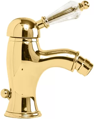 Смеситель CEZARES -BSM1-03/24-Sw для биде, донный клапан, золото 24кар/ручка Swarovski