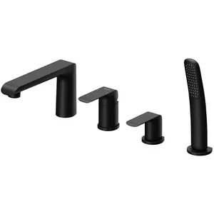 Смеситель для ванны/душа RAVAK FL 026.20 на борт ванны, на 4 отверстия, черный матовый X070176