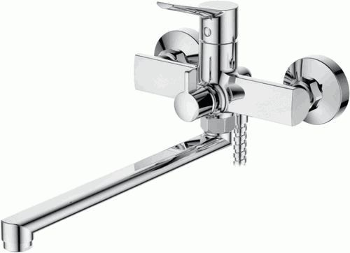 Смеситель Ledeme Н69 настенный, для ванны и душа, с душевой лейкой, однозахватный, хром L2269