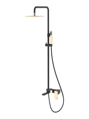 Душевой комплект Boheme 148-BG.2 настенный, однозахватный, верхний/ручной душ, черный+золото