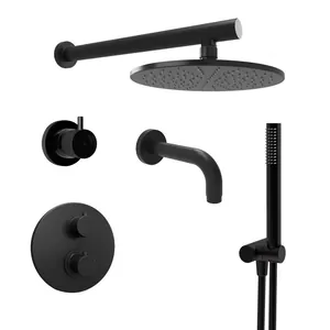 Душевая система Paini для ванны/душа,верх./руч.душ,термост.,черный брашир. 78PZSET36911THSHBATH