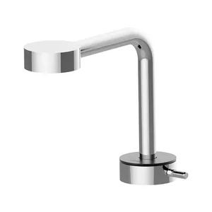 Смеситель для раковины CISAL излив 150мм, с донным клапаном клик-клак, хром/черный SM0007106T