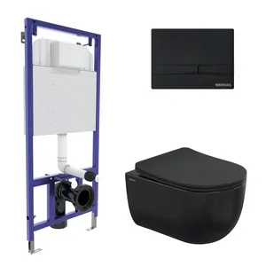 BERGES комплект инсталляция NOVUM525, клавиша смыва F5 черная, унитаз Ventas Black, сиденье 043326
