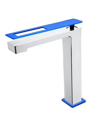 Смеситель Boheme 142-CRUW для раковины, на 1 отверстие, однозахватный, хром+синий