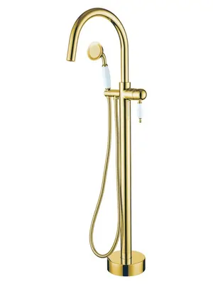 Смеситель Boheme 289 для ванны/душа, напольный, однозахватный, с ручным душем, золото