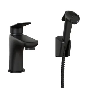 Смеситель для раковины Paini с гигиеническим душем, однозахв.,излив 90мм,черный LAYO205/574