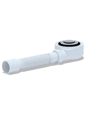 Сифон АНИ Пласт 1.1/2"х50 h53мм для душевого поддона, с гибкой трубой 375х40/50 хром, E455CLS