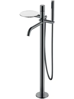 Смеситель Boheme 129-SGM для ванны/душа, напольный, с ручным душем, ручка:diamond, графит гл