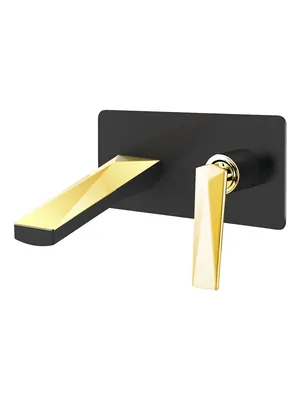 Смеситель Boheme 385-B для раковины, встраиваемый, однозахватный, черный+золото