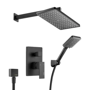 Душевая система Swedbe Platta 5555B встраиваемая, однозахватный смеситель, верх./ручной душ, черный