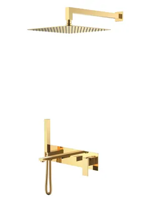 Душевая система Boheme 474-G встраиваемая, однозахватная, верхний/ручной душ, золото