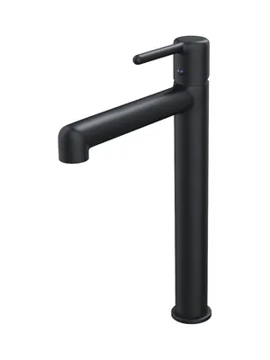 Смеситель для умывальника Iddis однозахватный, высокий излив 241мм, черный матовый AIGBL01i01