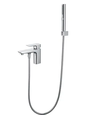 Смеситель Aquatek AQ1044CR на борт ванны, однозахватный, на 1 отверстие, с ручным душем, хром