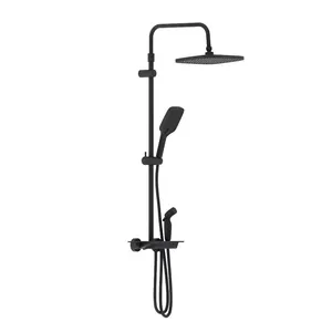 Душевая система Damixa Gala с полкой и гигиеническим душем, цвет черный матовый 953770300