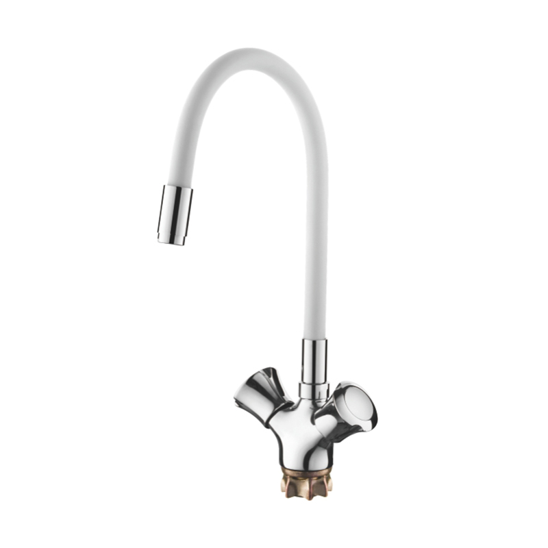 Смеситель Ledeme для кухни, с гибким изливом, двухзахватный, белый L4022-3