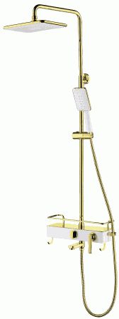 Душевая система Lemark LM6462WG смеситель для ванны/душа, верхний/ручной душ, белый/золото