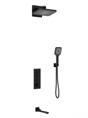 Душевая система Vincea для ванны/душа,термостат.,с полкой,верхний и ручной душ,черный VSFW-433TI4RMB