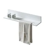 Полочка с полотенцедержателем Abber Stein 600мм, настенная, иск. камень, белая матовая AS1655