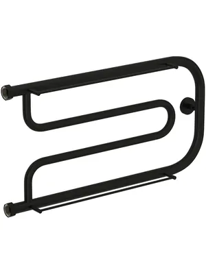 СУНЕРЖА Гусли + 2 полки Полотенцесушитель 320х650 черный матовый, нак. гайка 1"