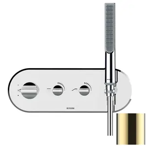 Смеситель для душа Bossini Z00522021 встраиваемый, термостат, на 2 вых., с руч. душем золото
