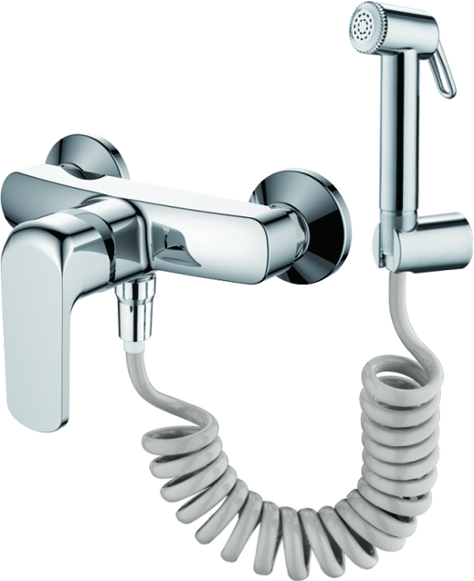 Смеситель Ledeme настенный, однозахватный, с гигиеническим душем, хром L5244