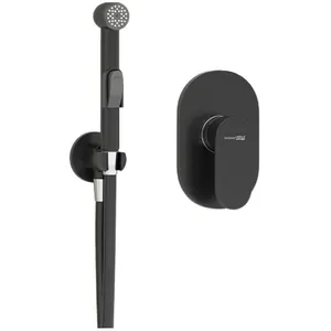 Смеситель встраиваемый WasserKRAFT A117451 с гигиеническим душем (комплект), черный Soft-touch