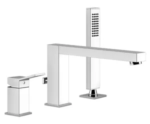 Смеситель на борт ванны Gessi Rettangolo K 53037.031 на 3 отверстия, излив, ручной душ, хром