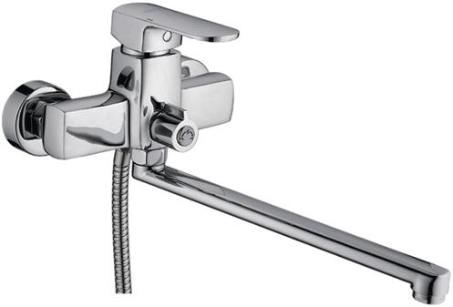 Смеситель Ledeme Н54 настенный, для ванны и душа, с душевой лейкой, поворотный излив, хром L2254