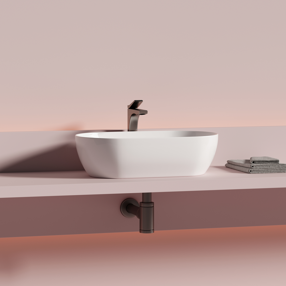 Раковина накладная овальной формы CERAMICANOVA Twist 500x300x140, цвет белый, арт. CN12001