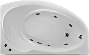 Ванна акриловая BAS 1600х880 угловая, правая, асимметричная с г/м оборудованием FLAT, каркас