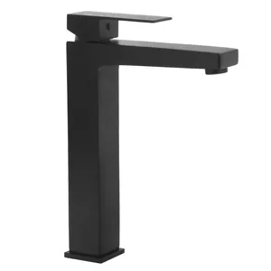 Смеситель для умывальника WasserKRAFT 2003H однозахватный, высокий излив 220мм, черный