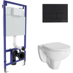 BERGES комплект инсталляция NOVUM525, клавиша смыва L5 черная, унитаз GAMMA с сиденьем 042426